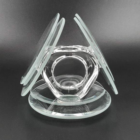 Vintage Beveled Glass Disks Votive Candle Holder - Picture 5 of 6